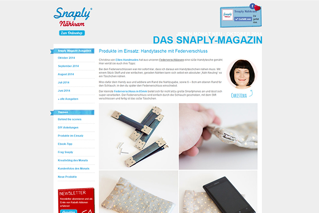 Snaply Magazin Handytäschchen Mai 2014